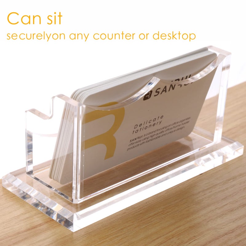SANRUI Acrylic Business Card Holder for Desk, Horizontal Business Card Display Stand, Clear Business Card Holder Stand, Fits 50~60 Business Cardsï¼ˆPatent No.:US D1,000,519 Sï¼‰ - Image 2